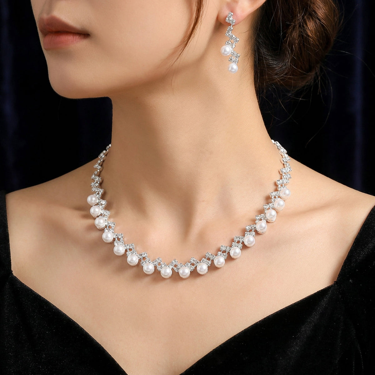 Pearl Radiance Crystal Necklace Set