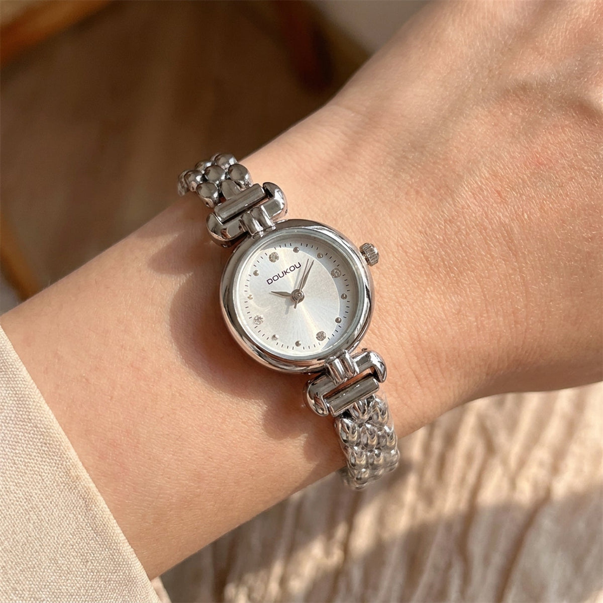 Doukou Silver Grace Crystal Bracelet Watch