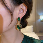 Emerald Twist Crystal Drop Earrings
