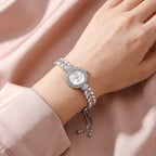 Silver Leaf Elegance Crystal Bracelet Watch