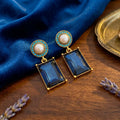 Midnight Sapphire Pearl Drop Earrings