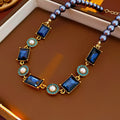 Midnight Sapphire Pearl Statement Necklace