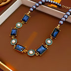 Midnight Sapphire Pearl Statement Necklace