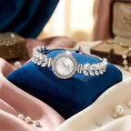 Silver Leaf Elegance Crystal Bracelet Watch