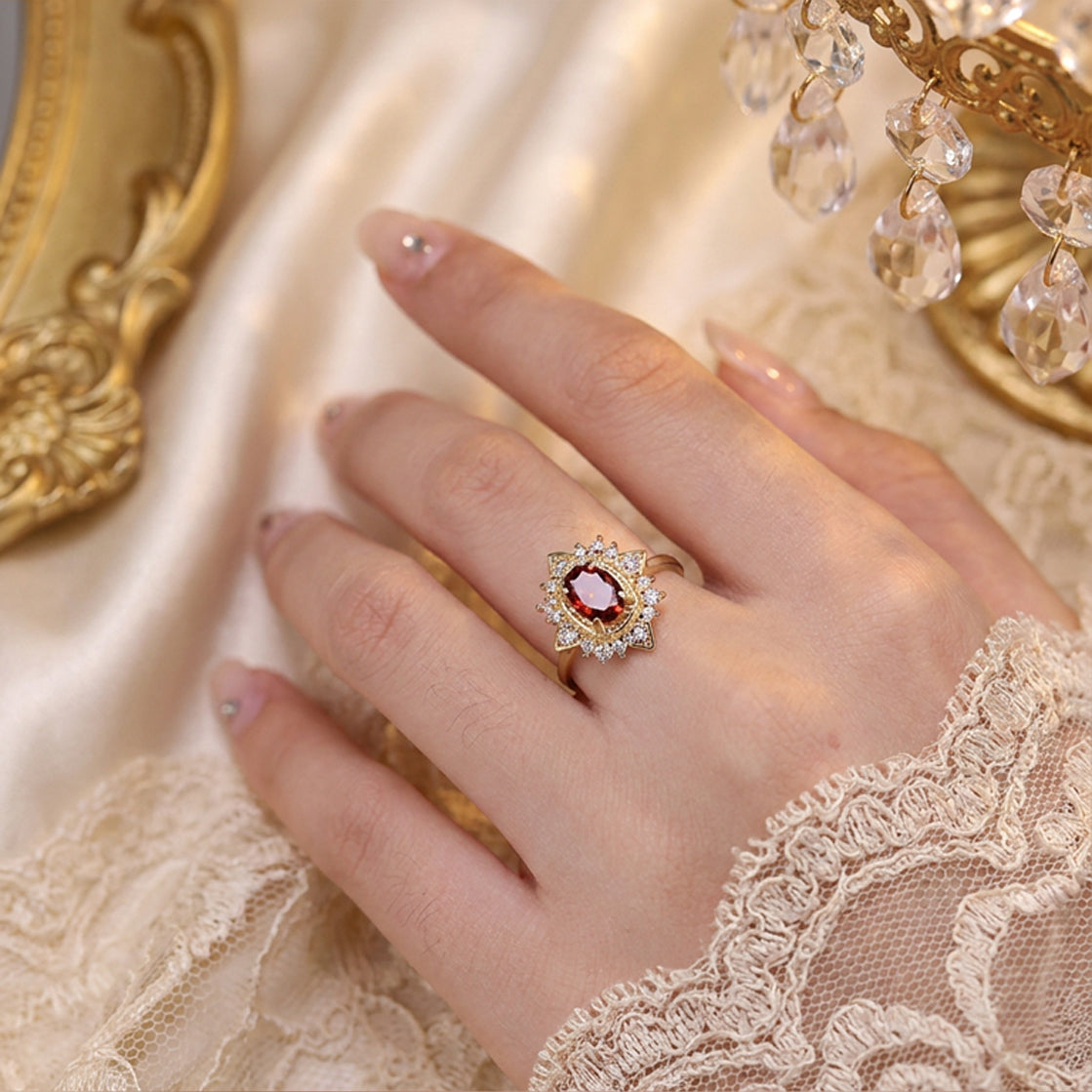 Ruby Crown Crystal Statement Ring