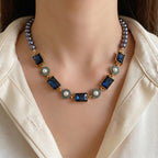 Midnight Sapphire Pearl Statement Necklace