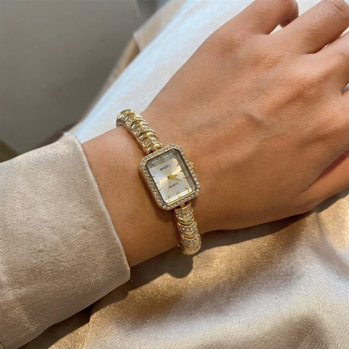Elegant Gold Crystal Bracelet Watch