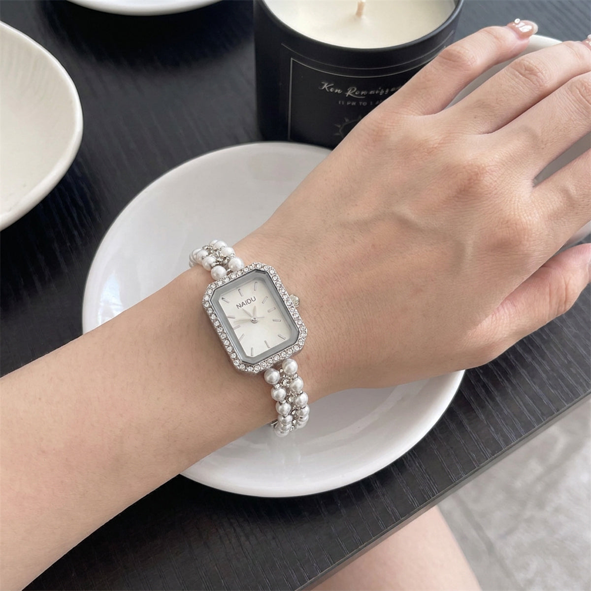 Pearl Elegance Crystal Bracelet Watch