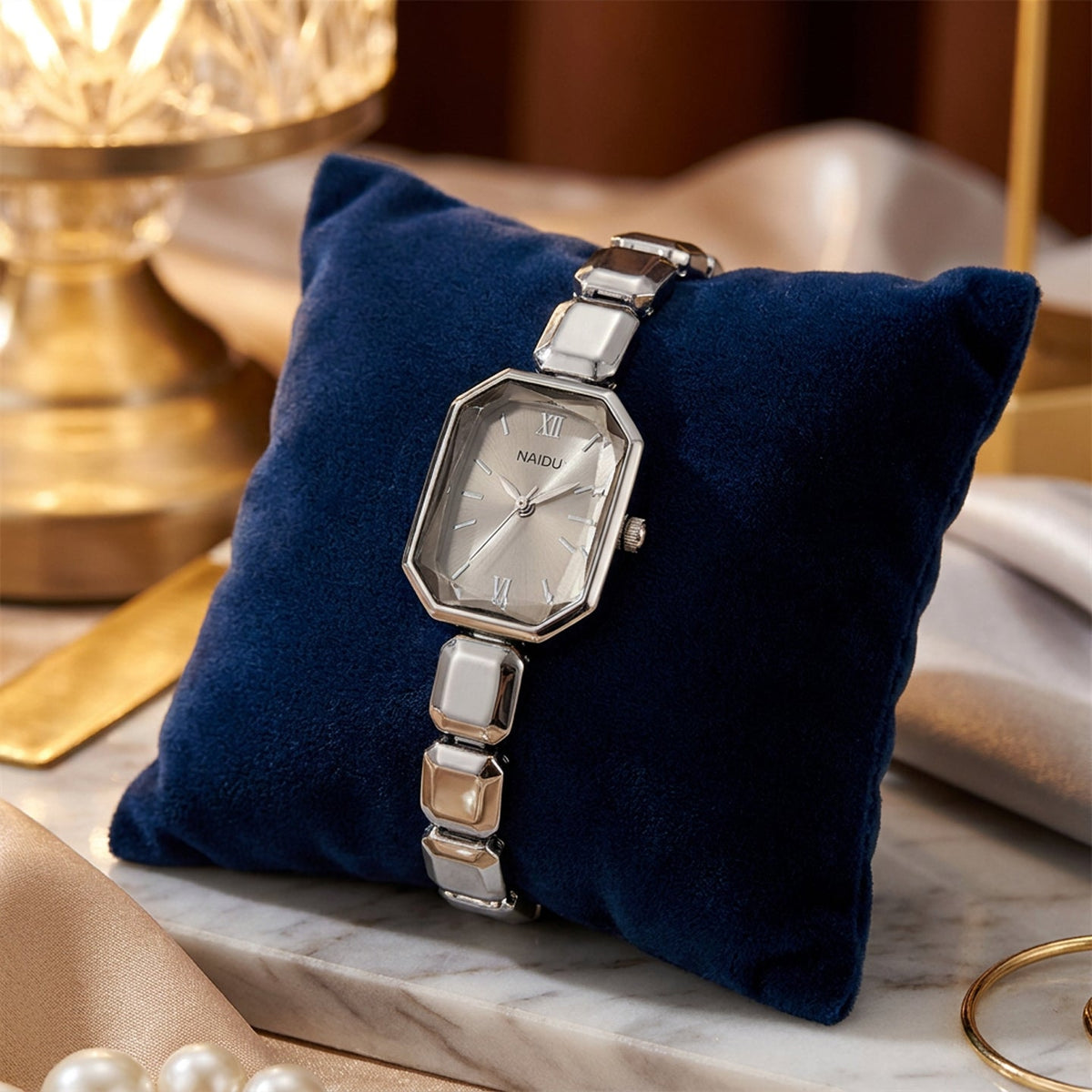 Silver Luxe Facet Bracelet Watch