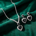 Heart Midnight Crystal Necklace & Earrings Set