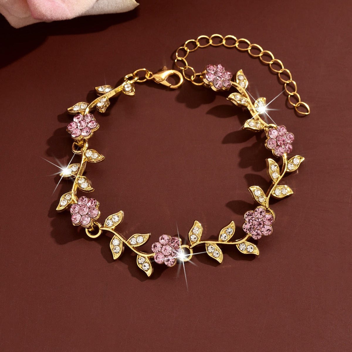 Floral Crystal Charm Bracelet