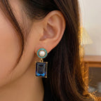 Midnight Sapphire Pearl Drop Earrings